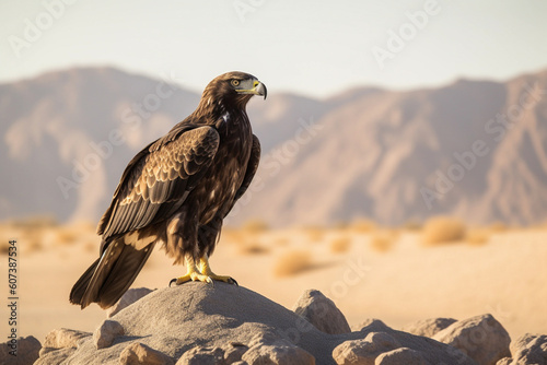 Generative AI.
an eagle in the hot desert photo