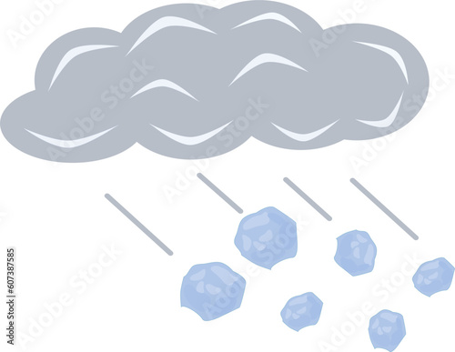 Weather symbol of cloud and hailstones Isolated on White Background. Vector Illustration.