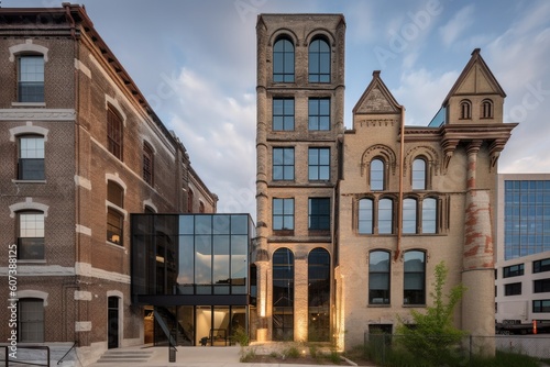 adaptive reuse and renovation project with a modern twist on historical building, created with generative ai