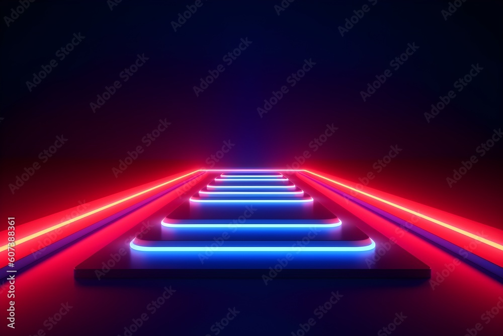 Abstract neon stairs background Abstract neon stairs background