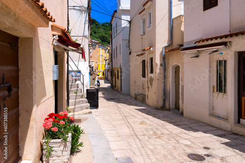 Old town of Baska on the island of Krk. Beautiful romantic summer scenery on the Adriatic Sea. Croatia. Europe. photo