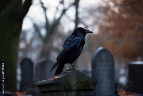Generative AI. a crow on the grave