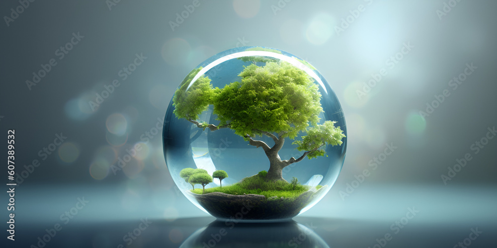 Nature's Resilience: Tree Growth on a Globe Glass