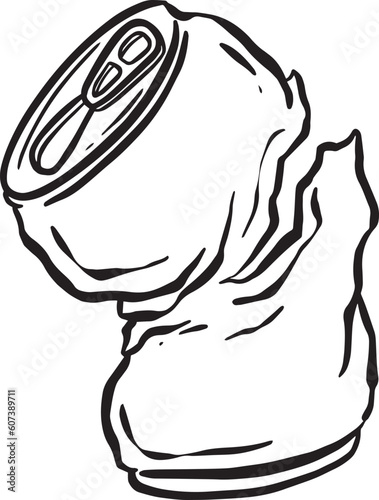 Crushed Soda Cola Steel Can Cartoon Illustration in Vector Used to Recycle or as Rubbish Thrown Away
