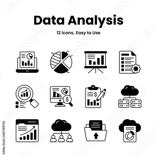 Carefully crafted data analysis and statistics icons, download this premium vectors easy to use