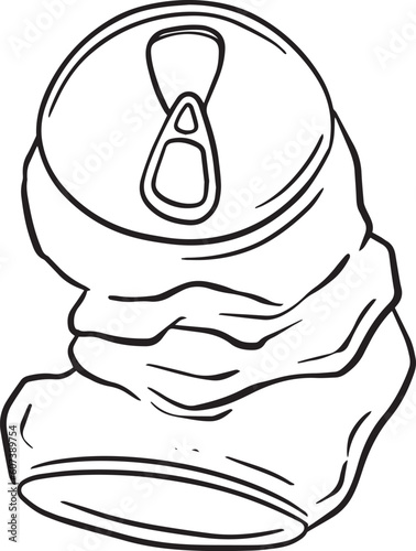 Crushed Soda Cola Steel Can Cartoon Illustration in Vector Used to Recycle or as Rubbish Thrown Away