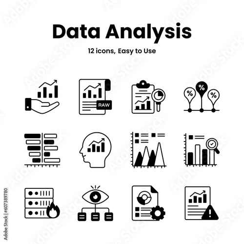 Carefully crafted data analysis and statistics icons, download this premium vectors easy to use