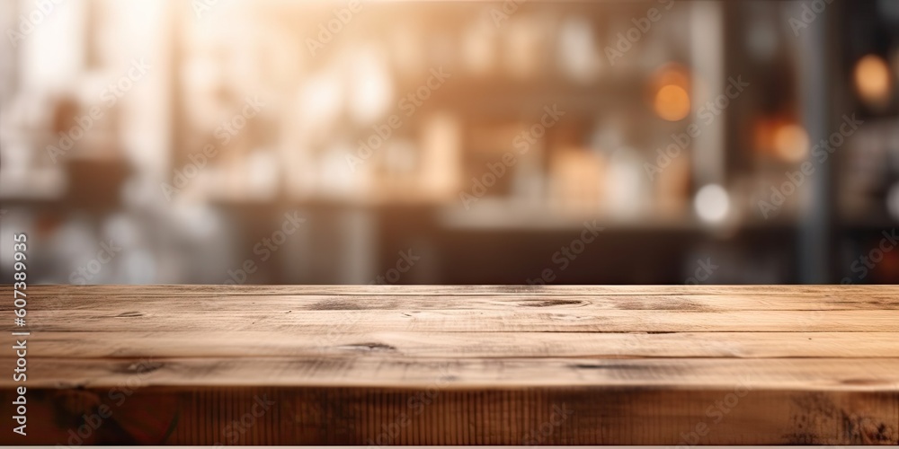Coffee Shop. Wooden Table in Beautiful Blurred Restaurant Background Coffee Shop. Wooden Table in Beautiful Blurred Restaurant Background