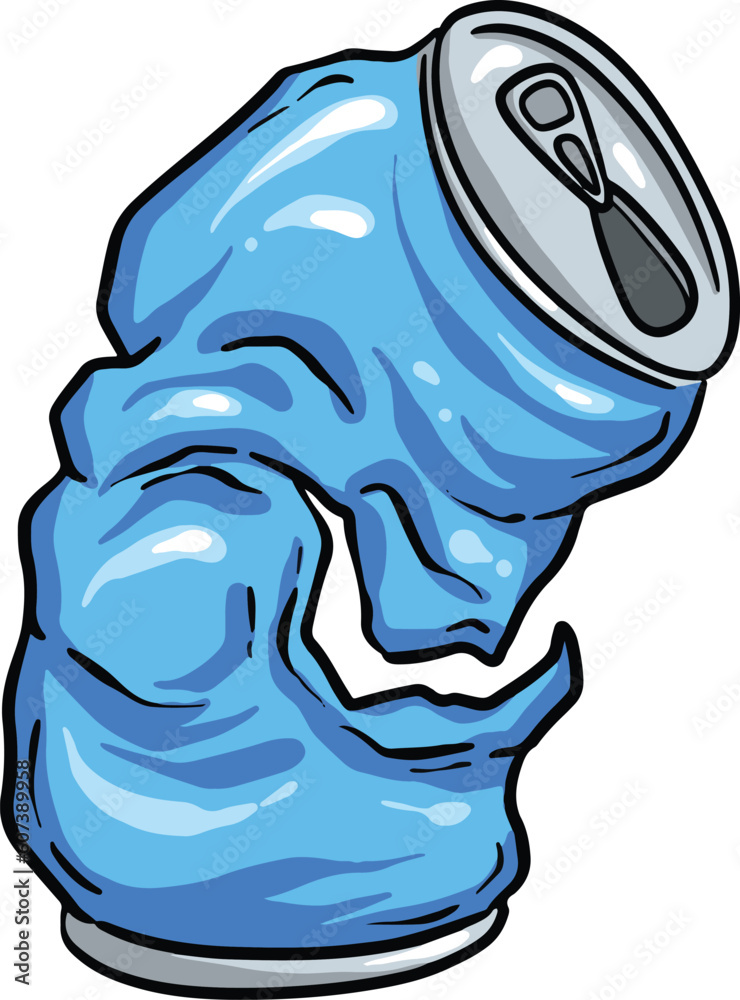Crushed Soda Cola Steel Can Cartoon Illustration in Vector Used to Recycle or as Rubbish Thrown Away Crushed Soda Cola Steel Can Cartoon Illustration in Vector Used to Recycle or as Rubbish Thrown Away