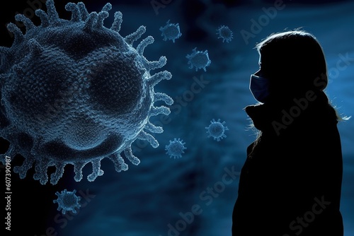 Virus  non-cellular infectious agent  bacteria resposible influenza dangerous flu strain pandemic. Microscope. corona virus disease Viruses in infected organism   viral disease epidemic