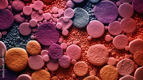 Yeast cells under a Color scanning electron micrograph of cells of brewer's yeast.Generative AI