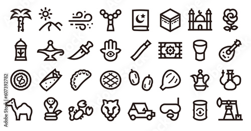 Saudi Arabia icon set (Sharp bold line verson)