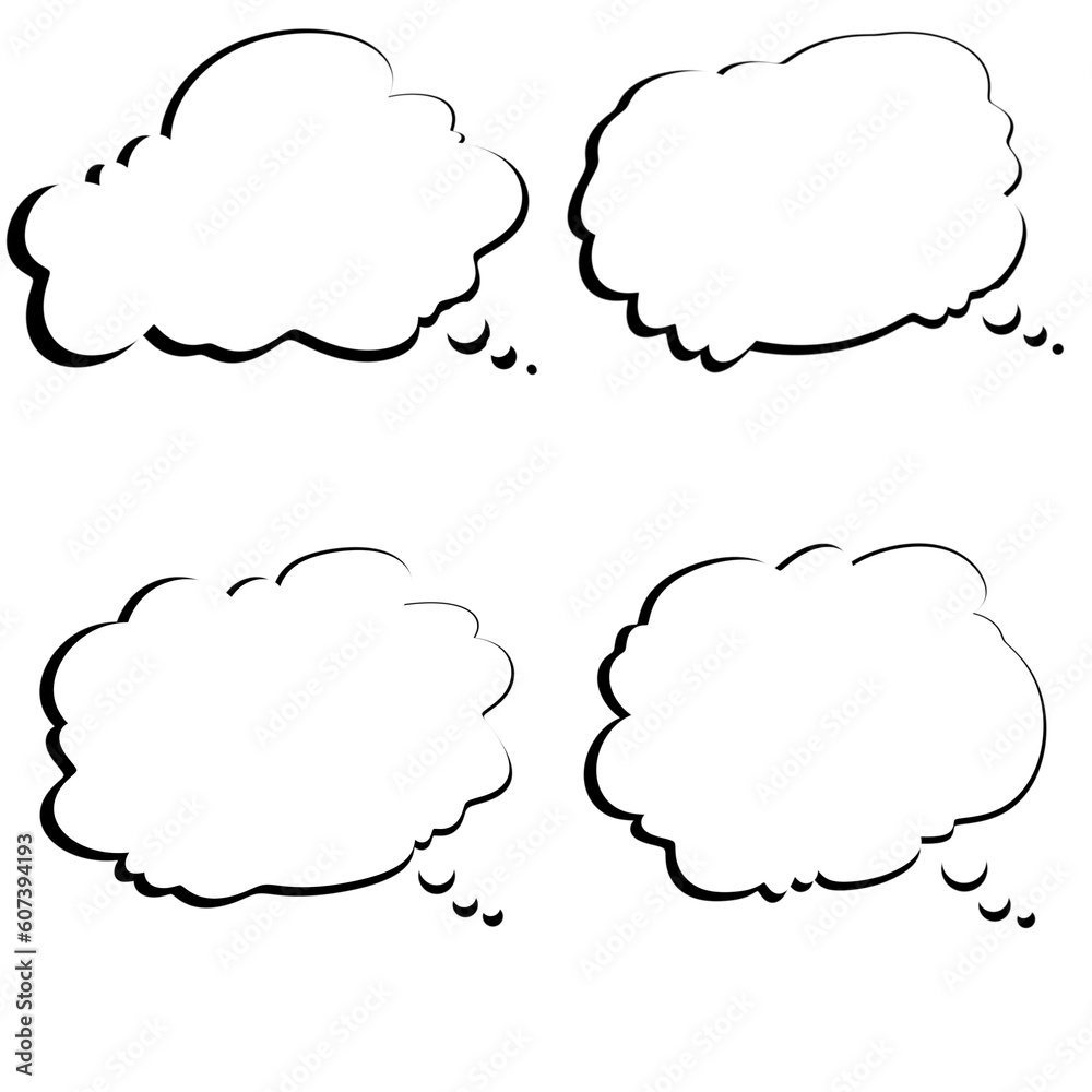 Set of speak bubble text dreaming style, chatting box, message box outline cartoon vector illustration design. Perfect for various purposes, including social media posts, graphic designs. Set of speak bubble text dreaming style, chatting box, message box outline cartoon vector illustration design. Perfect for various purposes, including social media posts, graphic designs.