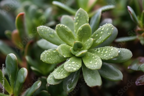 close-up of drought-tolerant plant with dew on its leaves, created with generative ai © altitudevisual