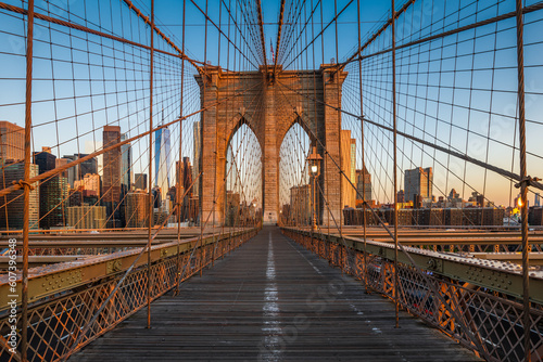 The Brooklyn bridge lighten by strong morning sunlight. © Ondrej Bucek