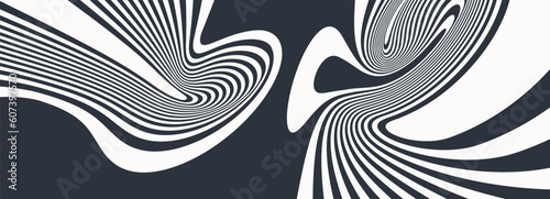 Psychedelic pattern with melting and distorting lines. The geometric background by stripes. 3d vector illustration for brochure, annual report, magazine, poster, presentation, flyer or banner.