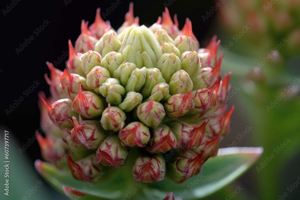 Fototapeta premium close-up of flowering bud, revealing intricate details, created with generative ai