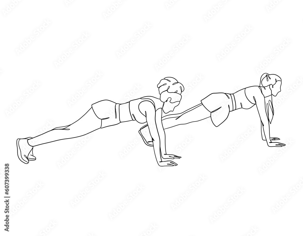 Continuous one line drawing of people yoga poses. Vector illustration. Continuous one line drawing of people yoga poses. Vector illustration.