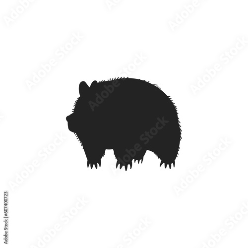Black silhouette of wombat animal, vector illustration isolated on white background.