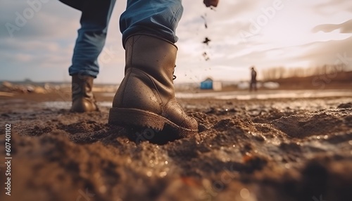 Boot walking in mud