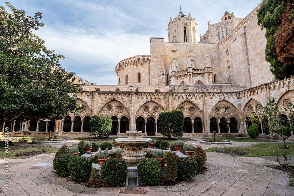 Cathedral of Tarragona in Catalonia from the patio of the monastery