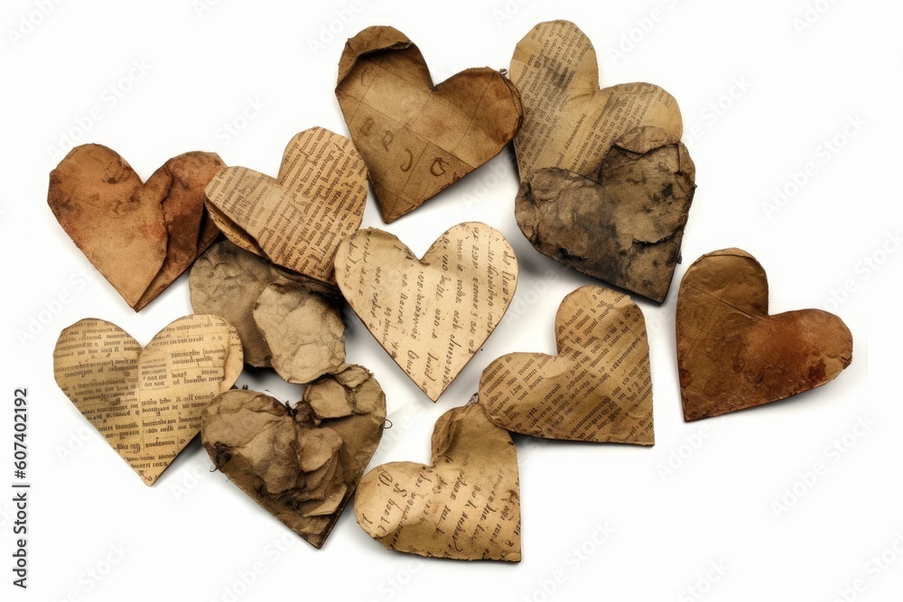 Obraz premium heart shaped cookies on white. heart of red and gold hearts. Generative AI