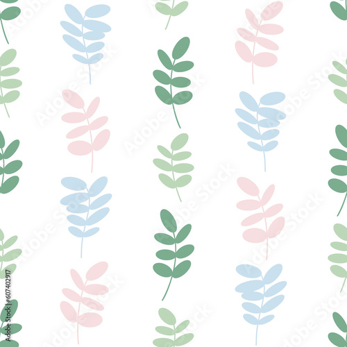 Seamless pattern with abstract leaves on a white background.
