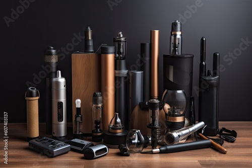 a collection of different vaporizers and smoking devices, with different designs and features for every occasion, created with generative ai photo