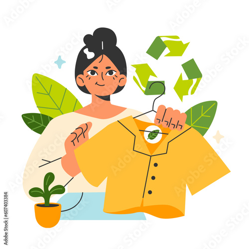 Zero waste and circular economy. Upcycling or reuse of old clothes.