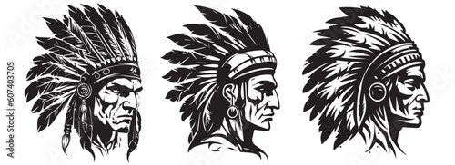Indian man warrior with a plume on her head vector illustration
