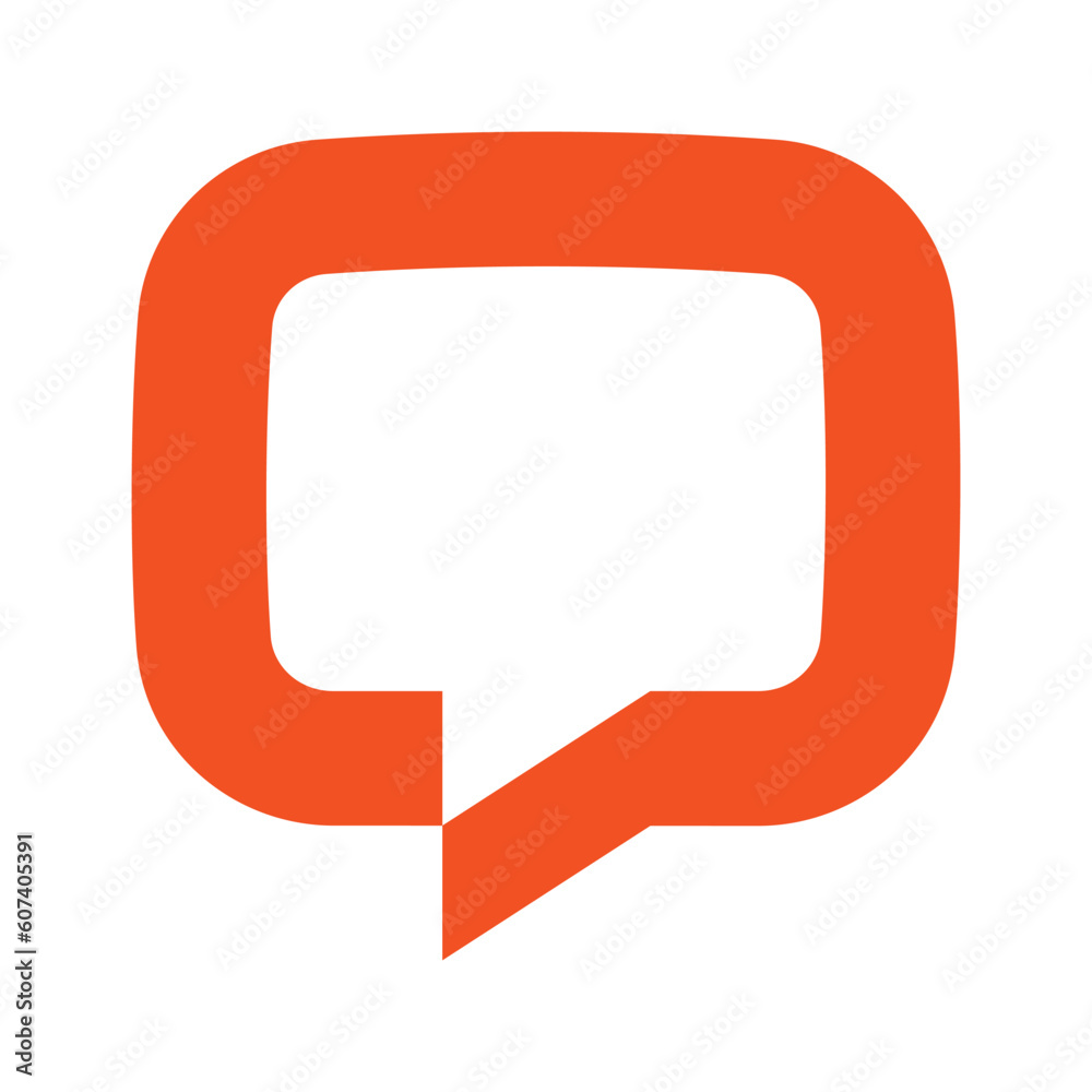 Naklejka premium Speech bubble icon. Flat style. The orange icon on white background.