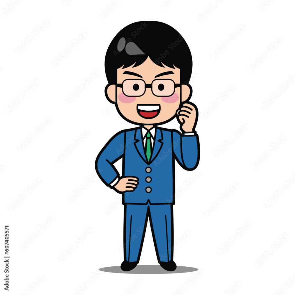 Happy Businessman - Cartoon Character Vector Illustration
