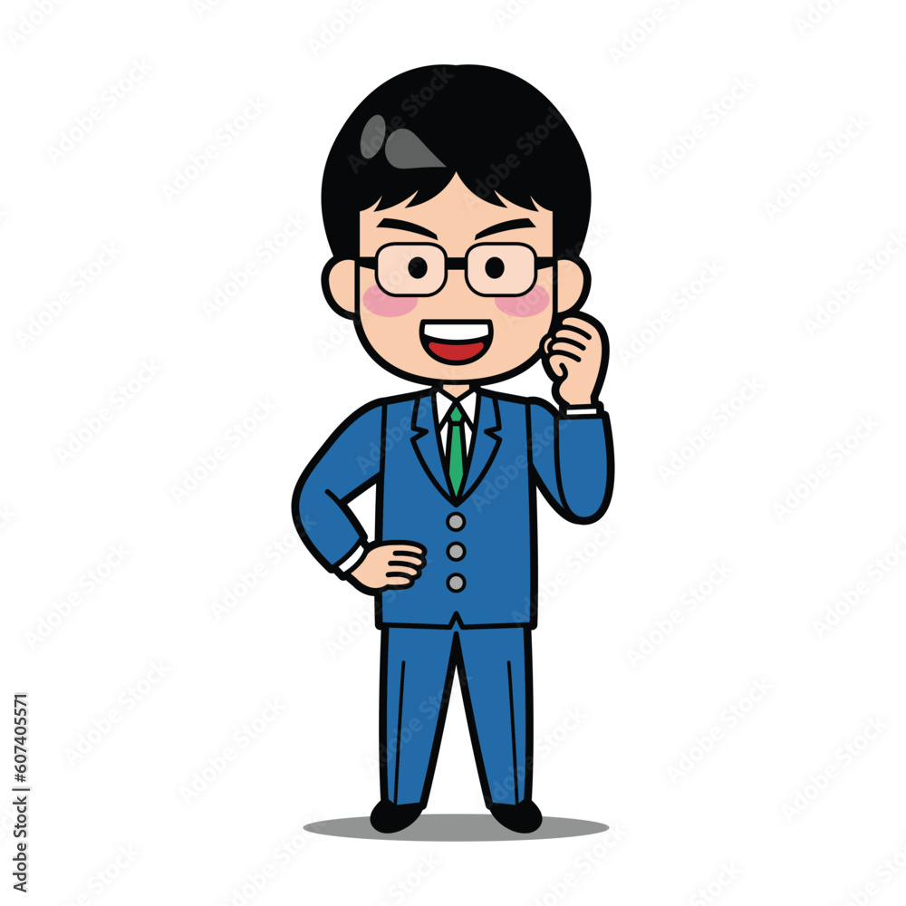Happy Businessman - Cartoon Character Vector Illustration Happy Businessman - Cartoon Character Vector Illustration
