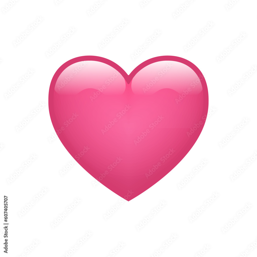 Pink heart emoji isolated on white background. Emoticons symbol modern, simple, vector, printed on paper. icon for website design, mobile app, and UI. Vector Illustration