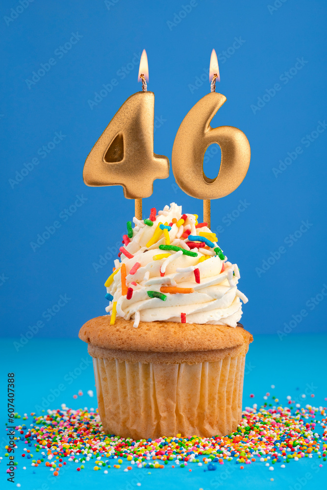 Festive cake with golden candles  Number 46 Stock Photo  Alamy