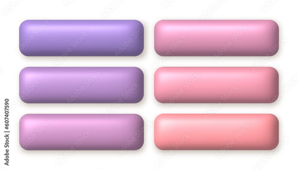 Set of cute pastel 3d buttons for web design. 3d realistic design element. Set of cute pastel 3d buttons for web design. 3d realistic design element.