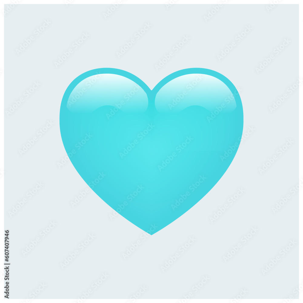 Light Blue Heart Emoji isolated on white background. Emoticons symbol modern, simple, vector, printed on paper. icon for website design, mobile app, and UI. Vector Illustration