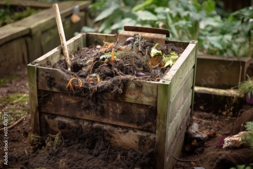 Wallpaper Mural composter with worms, breaking down organic matter, created with generative ai Torontodigital.ca