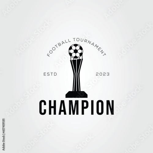 trophy for football or soccer champions logo vector illustration design