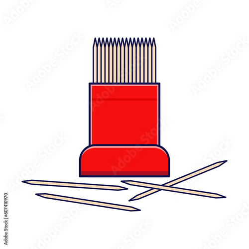 Toothpick with container icon illustration. Isolated toothpick vector on white background. Flat design