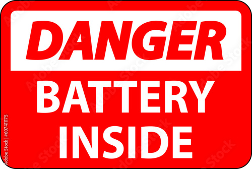 Danger Sign Battery Inside On White Background