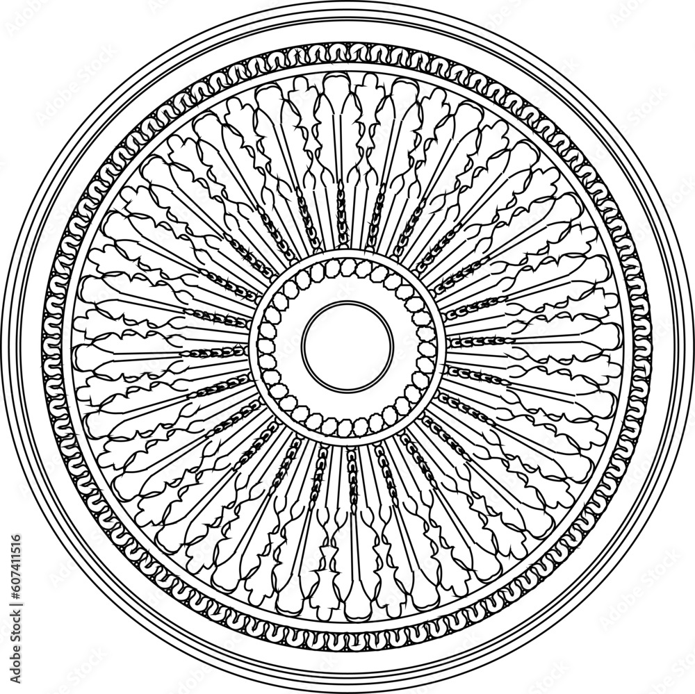 Detailed vector sketch of classical roman greek architectural rosettes
