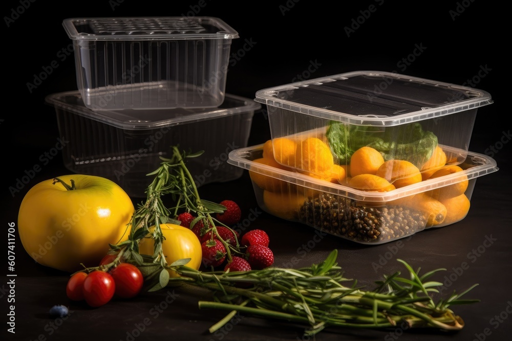ภาพประกอบสต็อก sustainable packaging used to transport food items from