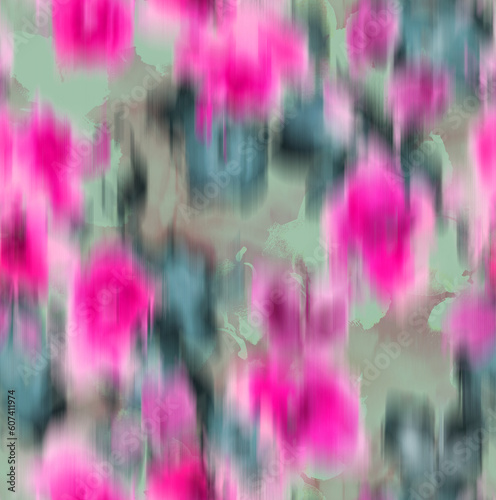Abstract Blurred Florals Silhouettes Brush Effect Ombre Roses Seamless Pattern Textured Background Trendy Fashion Colors Perfect for Allover Fabric Print