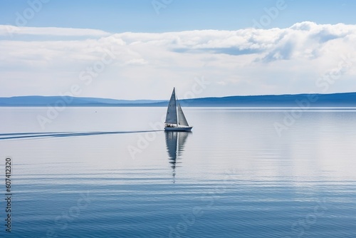 sailboat gliding across the water on a calm day, created with generative ai