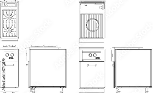 Kitchen Cabinets illustration vector sketch for restaurant big kitchen