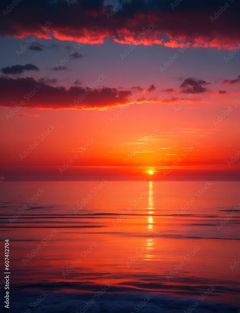 A breathtaking sunset over a calm ocean