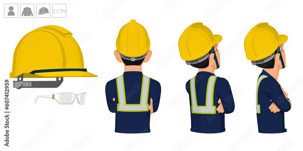 worker with helmet and glasses on white background worker with helmet and glasses on white background