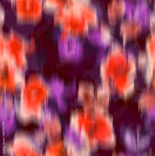 Abstract Blurred Florals Silhouettes Brush Effect Ombre Roses Seamless Pattern Textured Background Trendy Fashion Colors Perfect for Allover Fabric Print