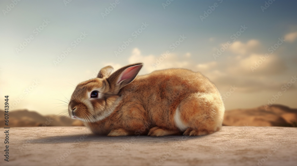 Fototapeta premium Bunny rabbit laying down illustration